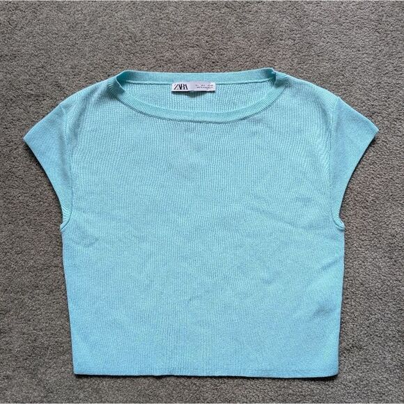Zara Cap Sleeve Crop Sweater - Picture 1 of 3